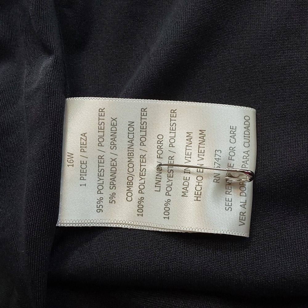 Julian Taylor| Womens Black Flowy Sheer Sleeves Dress Minimal Elegant Sz.16W - Picture 8 of 9